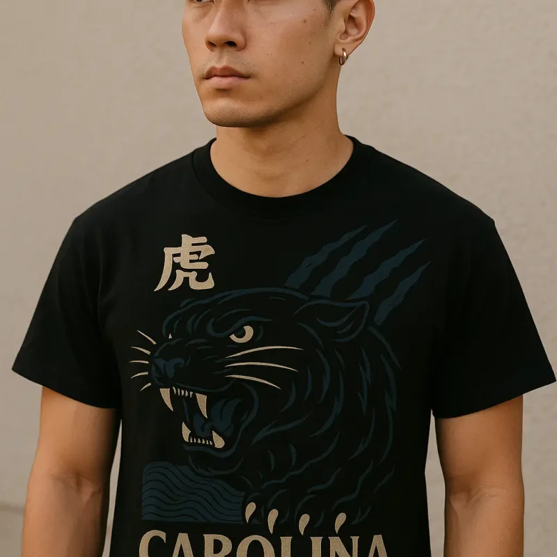 Shadow Fang streetwear shirt – roaring panther Japanese tattoo style